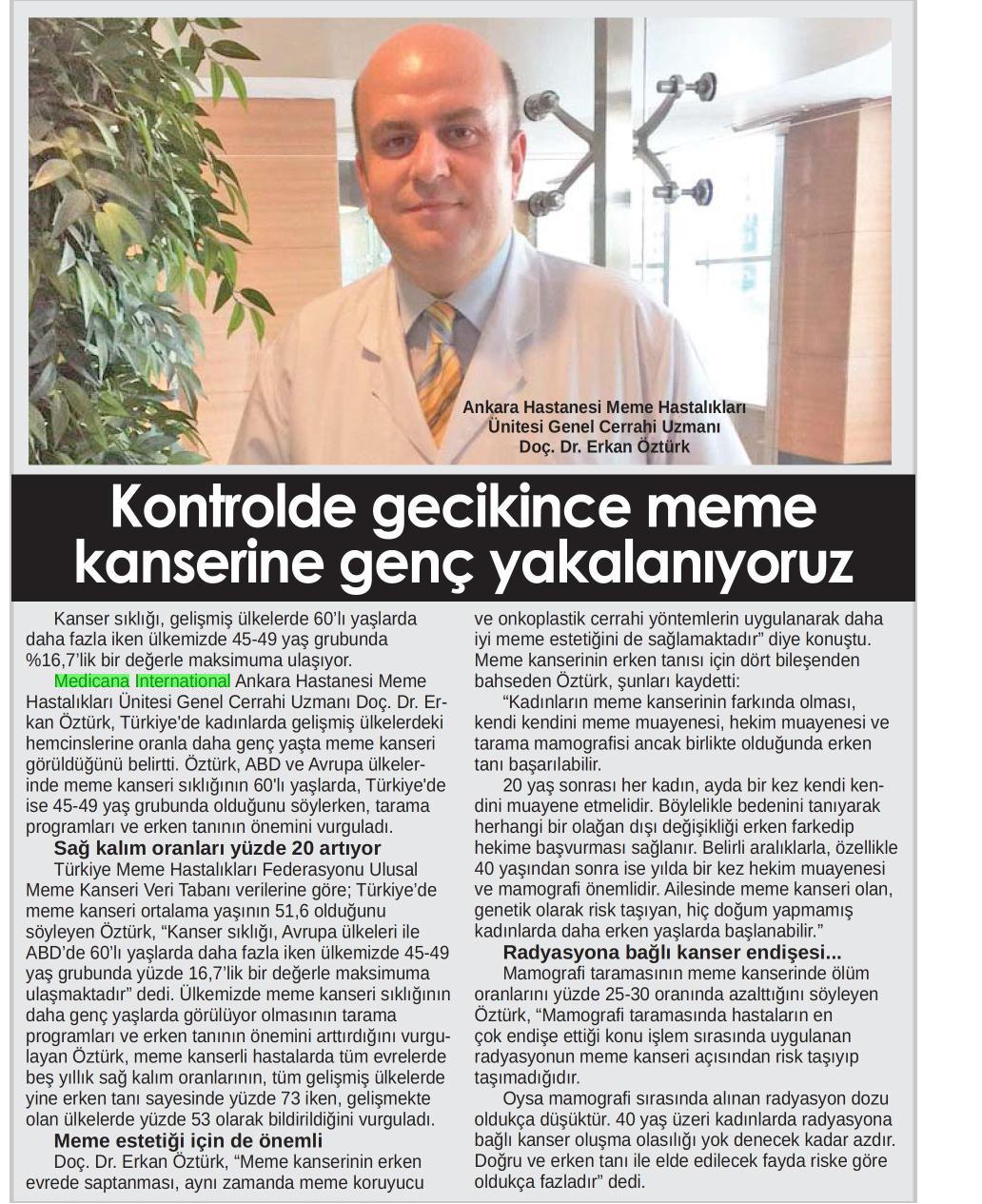 Kontrolde gecikince meme kanserine genç yakalanıyoruz. Doç. Dr. Erkan